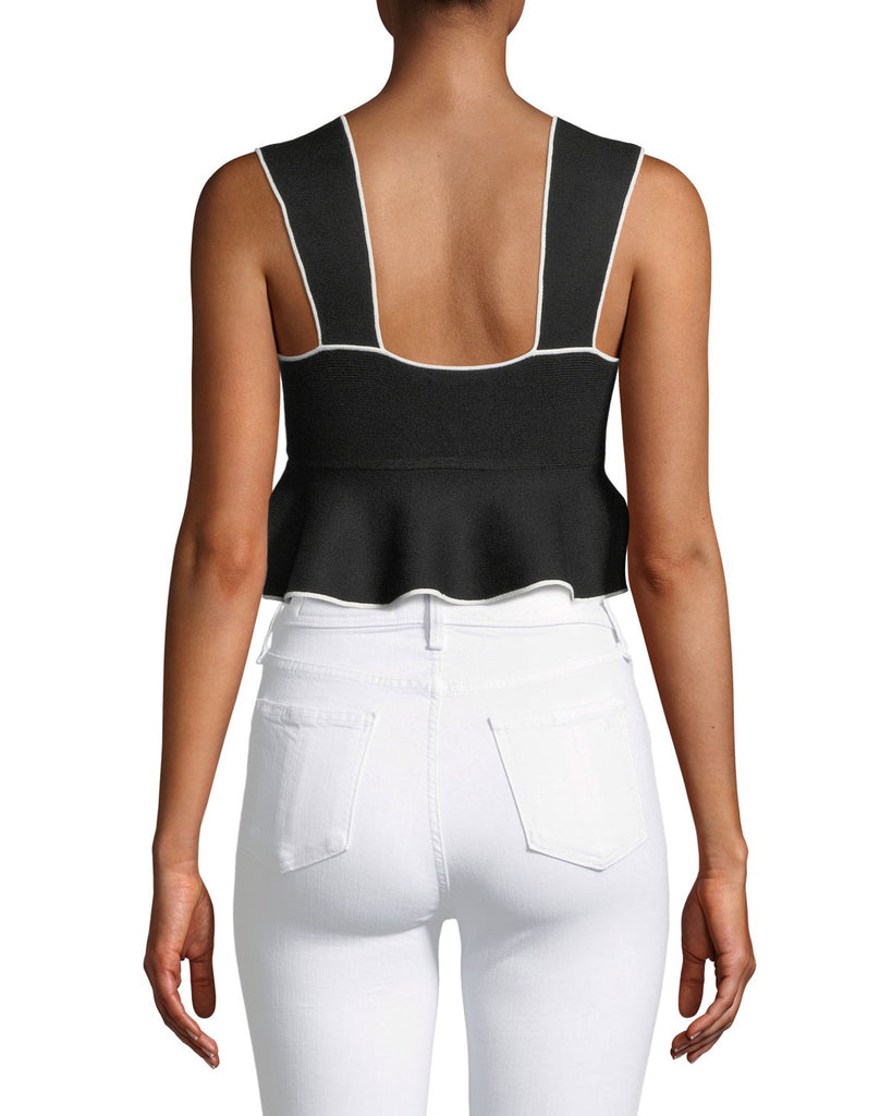 Club Monaco Nuru Sleeveless Cropped Knitted Flounce Top - House Of Huntington