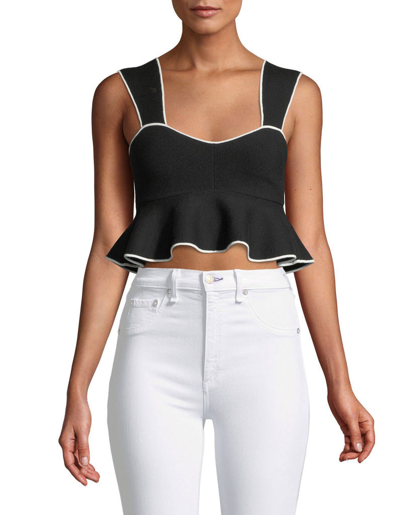 Club Monaco Nuru Sleeveless Cropped Knitted Flounce Top - House Of Huntington