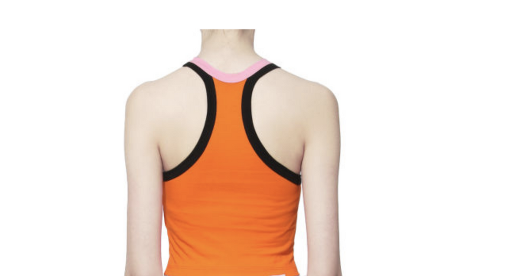 Canotta corta arancione rosa con logo MSGM