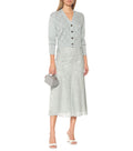 ALEXA CHUNG Icy Blue Floral Satin Midi Skirt - House Of Huntington