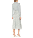 ALEXA CHUNG Icy Blue Floral Satin Midi Skirt - House Of Huntington