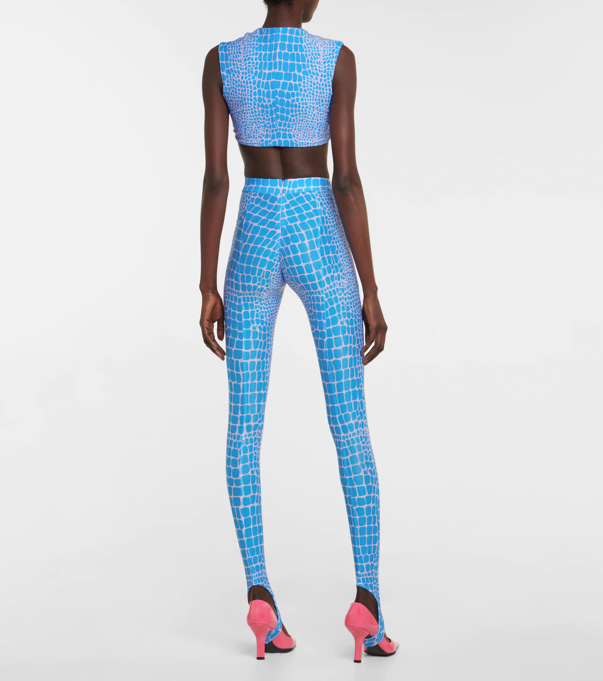 ALEX PERRY Caine Blue Animal Printed Crop Top - House Of Huntington
