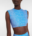 ALEX PERRY Caine Blue Animal Printed Crop Top - House Of Huntington