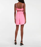 PALM ANGELS Rosa Satin-Wickel-Crop-Top zum Binden