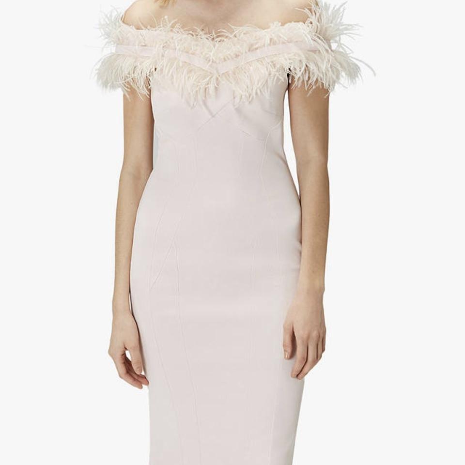Coast Blush Pink Holly Ostrich Feather Cocktail Dress - House Of Huntington