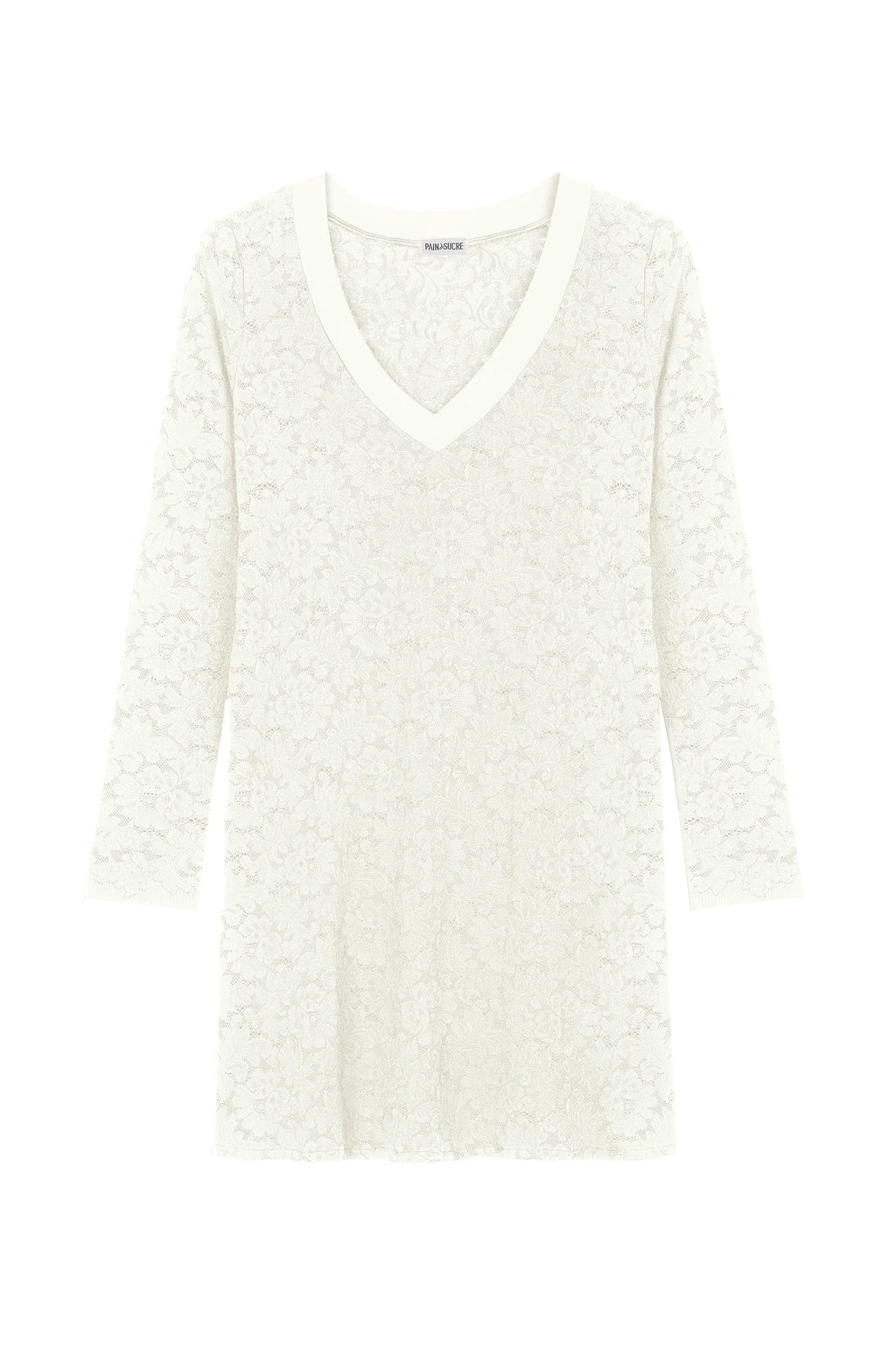 Pain De Sucre Cream Lace Coverup Beach V Neck Dress in WHITNEY - House Of Huntington