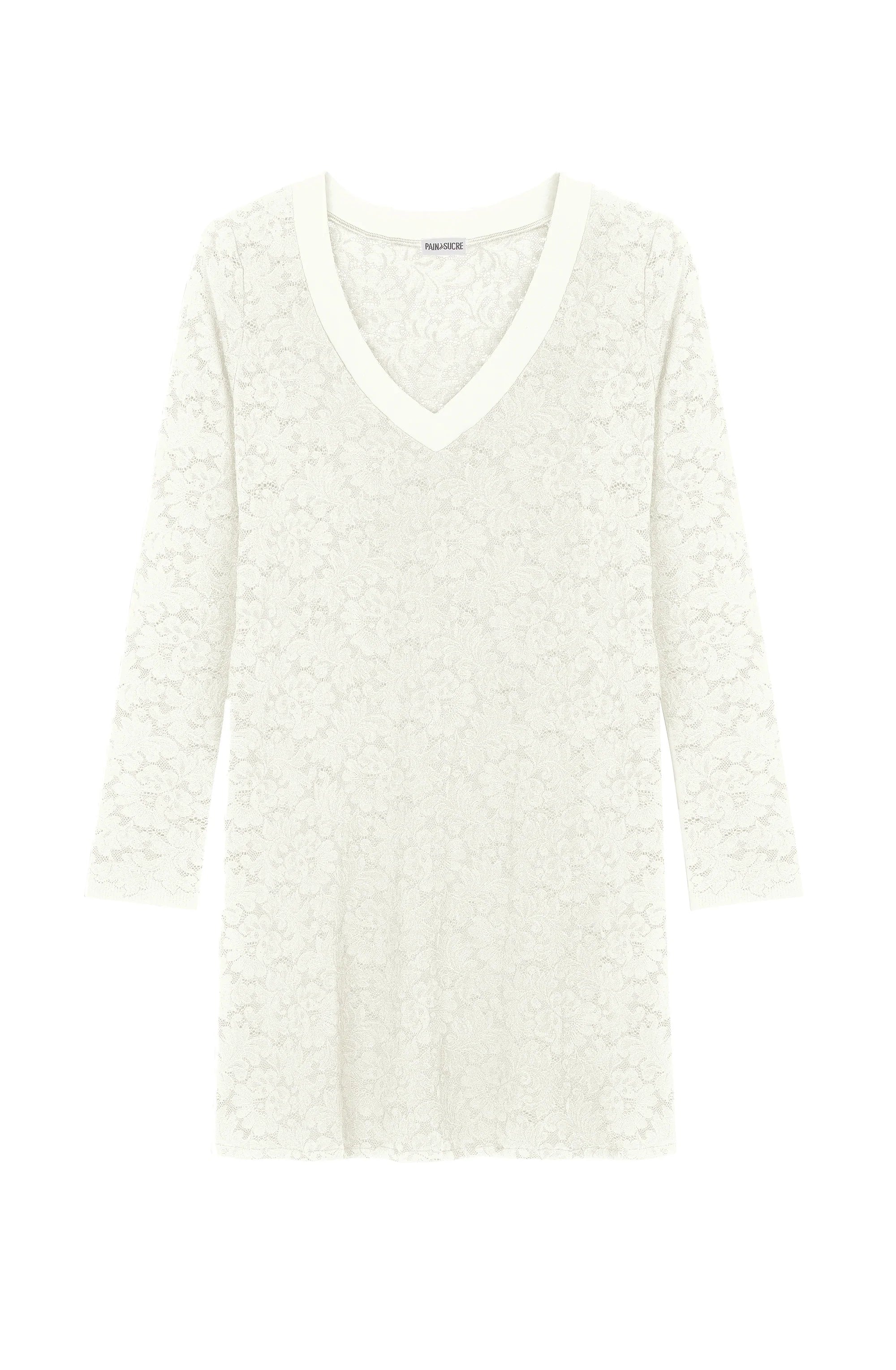 Pain De Sucre Cream Lace Coverup Beach V Neck Dress in WHITNEY - House Of Huntington