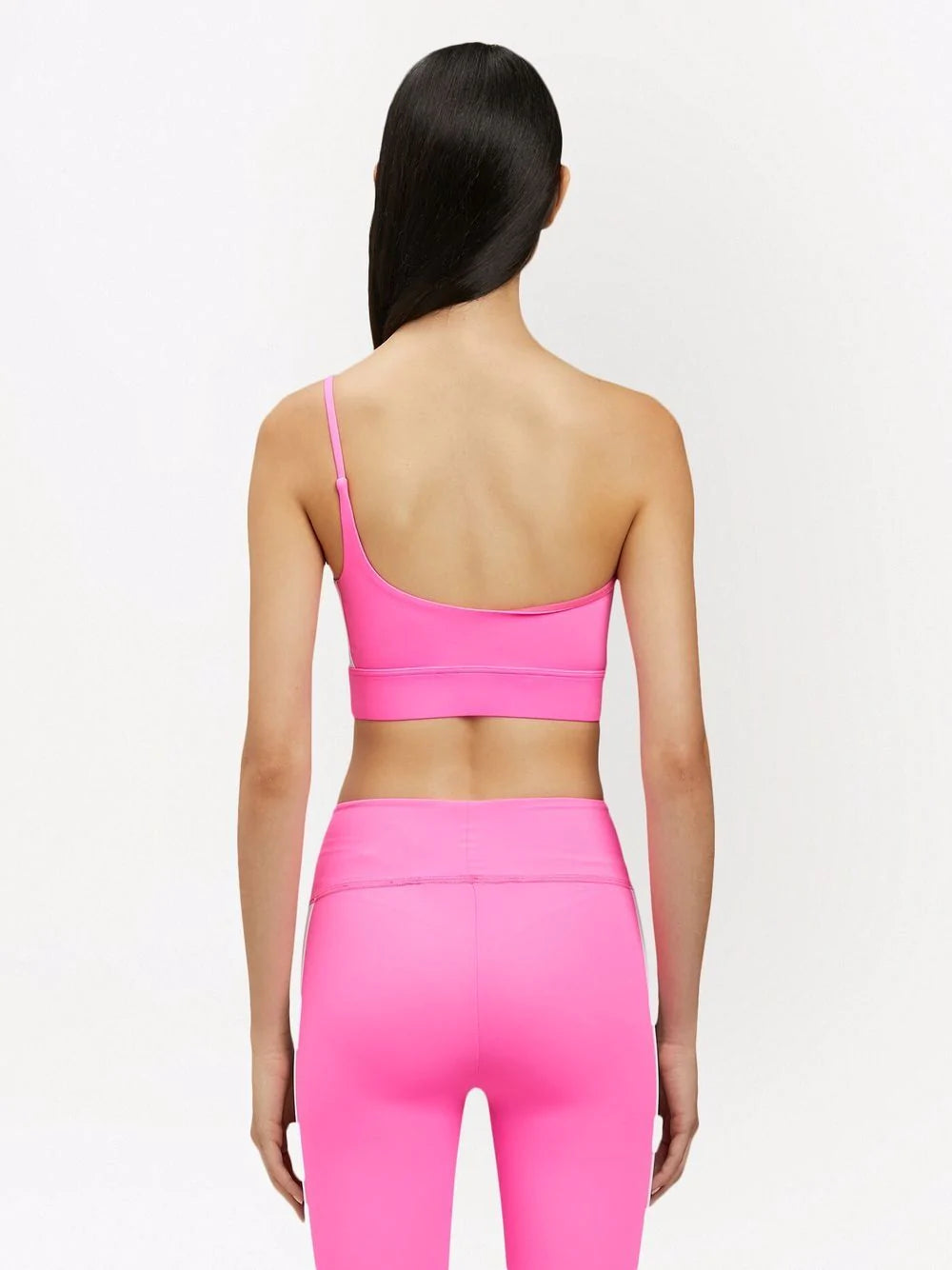 PALM ANGELS Pink White One Shoulder Crop Top