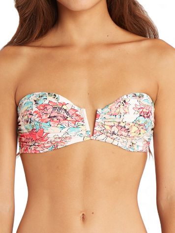 Billabong Bustier Pixi Petal Tropic Floral White Bikini