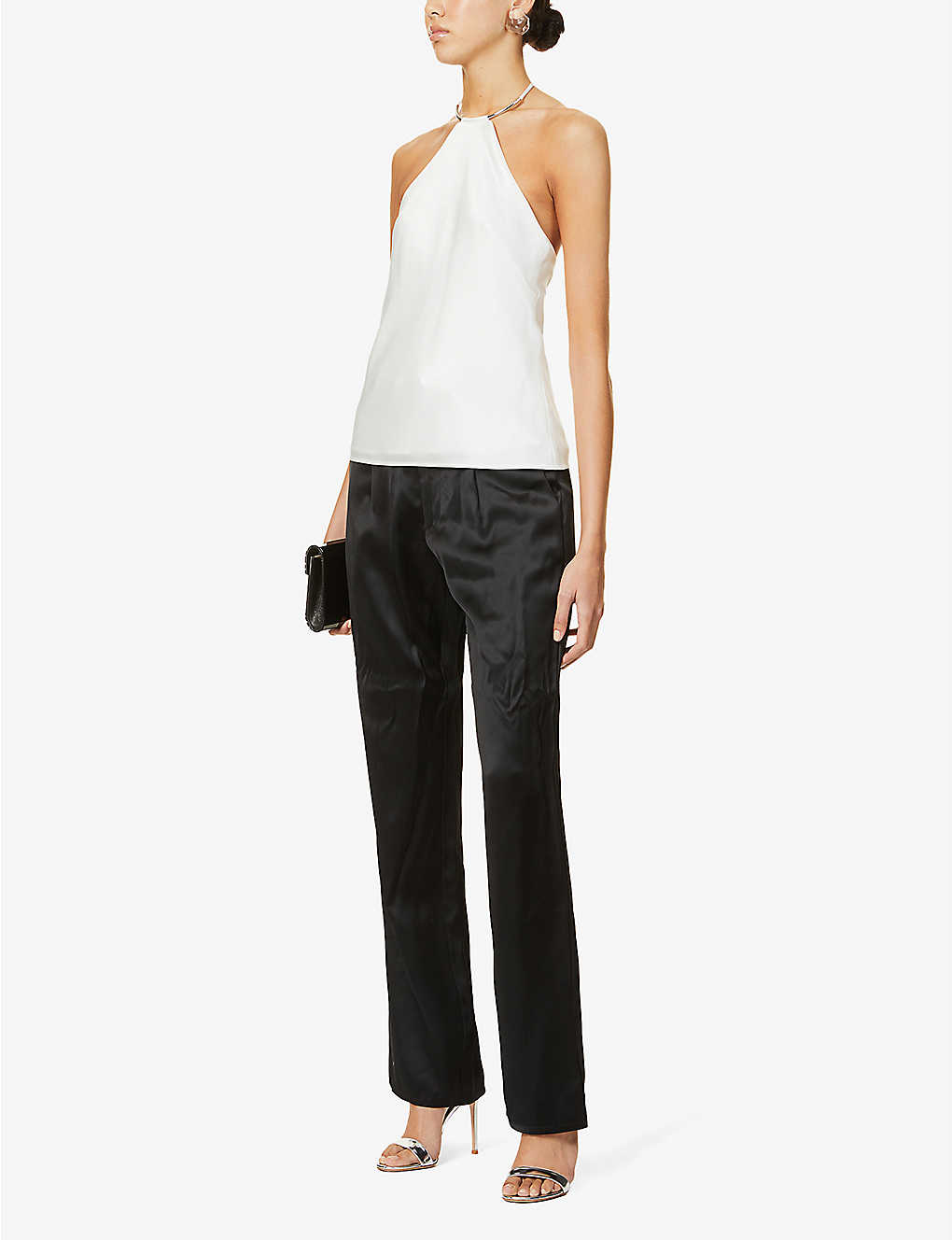 GALVAN LONDON Bari Halter Satin White Top - House Of Huntington