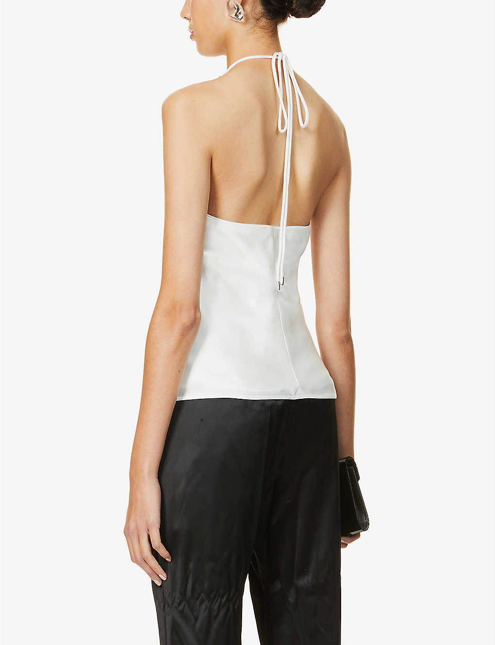 GALVAN LONDON Bari Halter Satin White Top - House Of Huntington