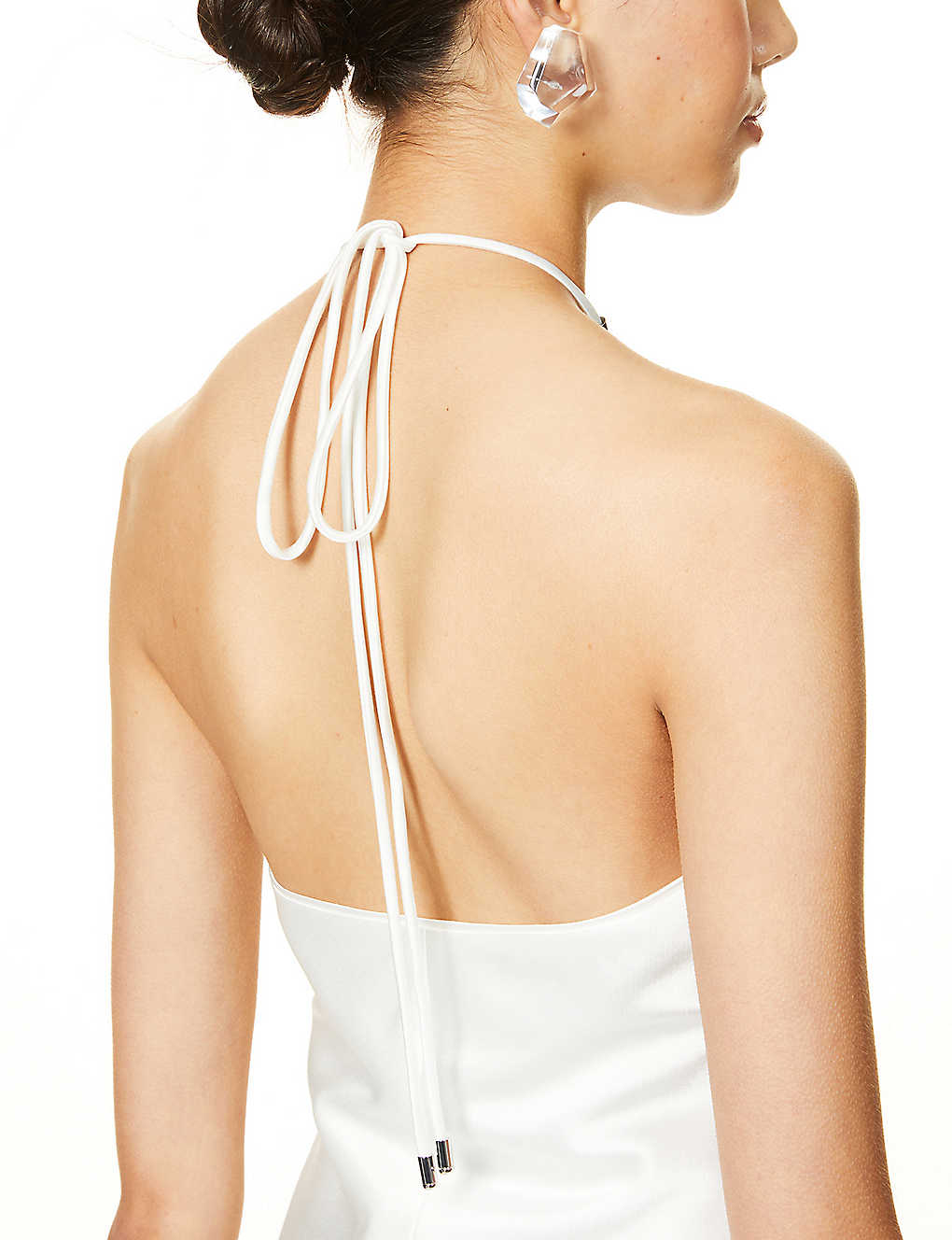 GALVAN LONDON Bari Halter Satin White Top - House Of Huntington