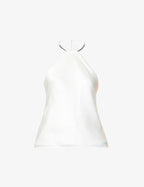 GALVAN LONDON Bari Halter Satin White Top - House Of Huntington