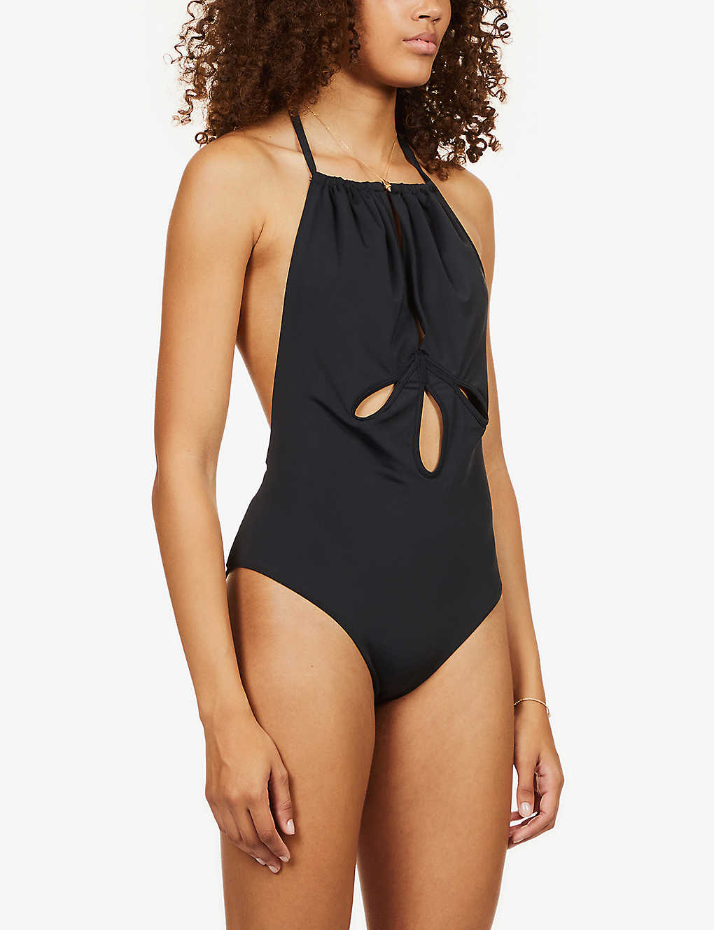 SELF-PORTRAIT Black Cut-Out Halterneck Swimsuit - House Of Huntington