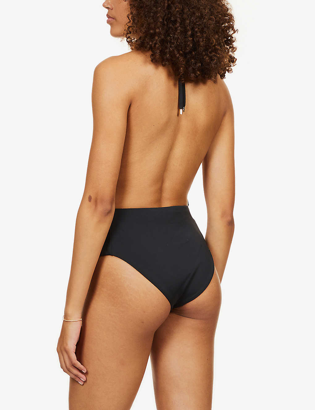SELF-PORTRAIT Black Cut-Out Halterneck Swimsuit - House Of Huntington