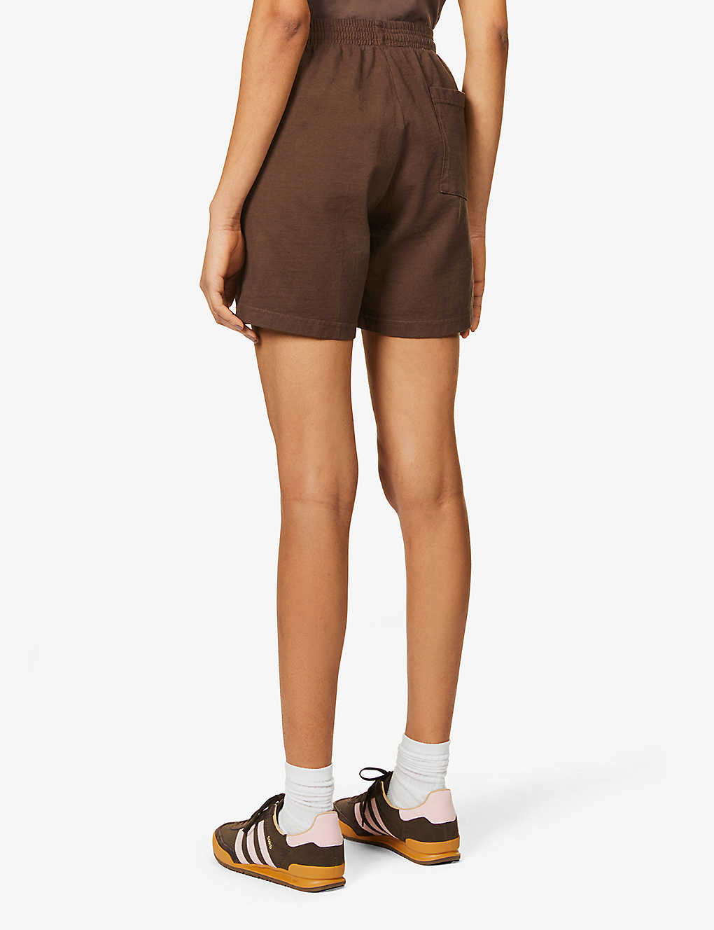 SPORTY & RICH Sunset Tower Hotel Chocolate Brown Gym Shorts - House Of Huntington