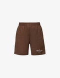SPORTY & RICH Sunset Tower Hotel Chocolate Brown Gym Shorts - House Of Huntington