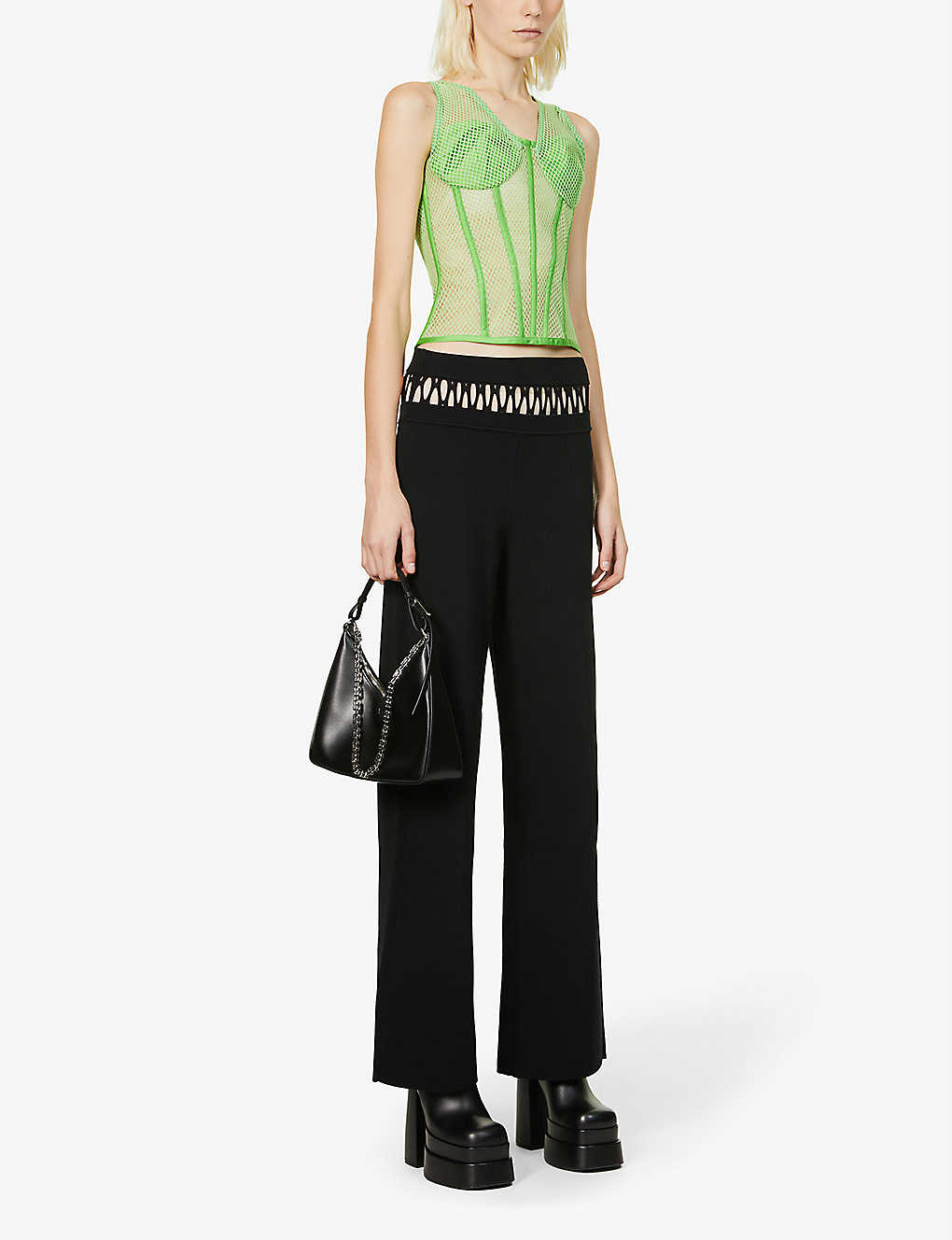 Rozie Corsets Mesh Stretch Woven Corset in Green - House Of Huntington