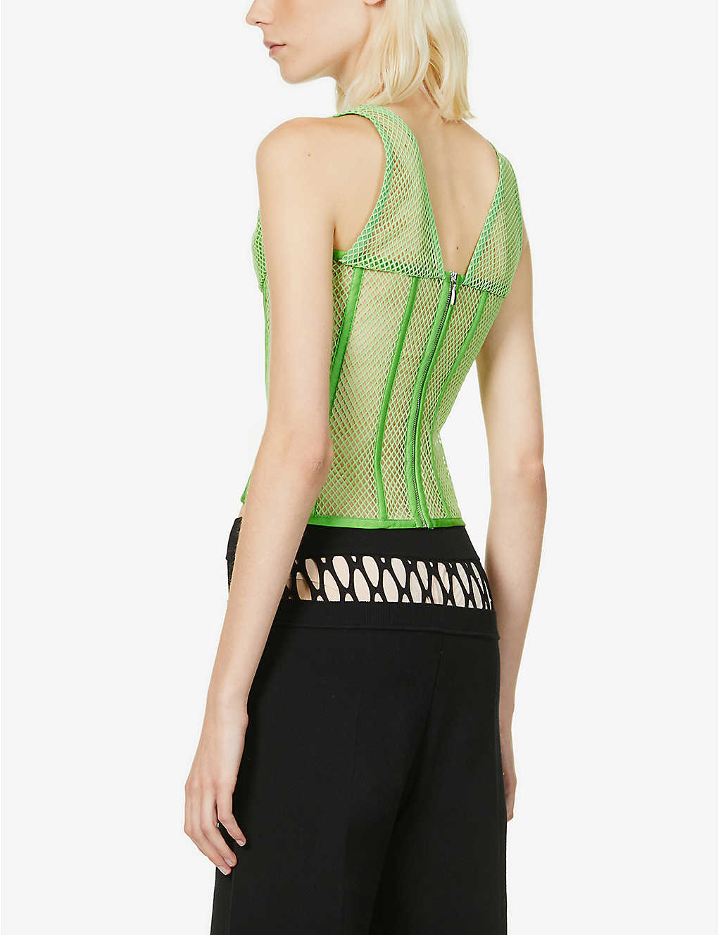 Rozie Corsets Mesh Stretch Woven Corset in Green - House Of Huntington