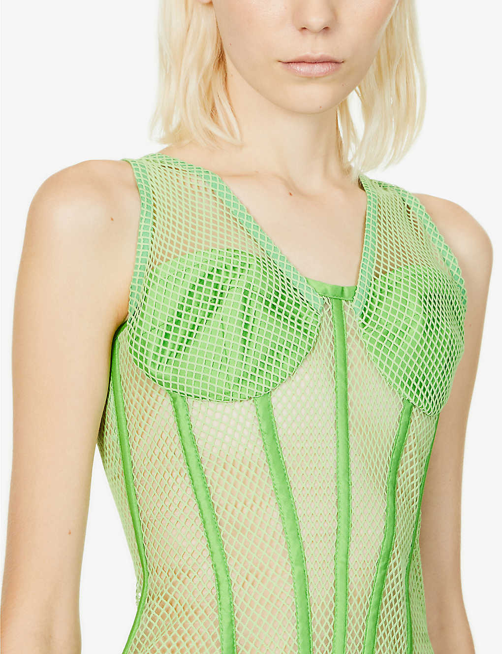 Rozie Corsets Mesh Stretch Woven Corset in Green - House Of Huntington