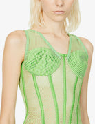 Rozie Corsets Mesh Stretch Woven Corset in Green - House Of Huntington