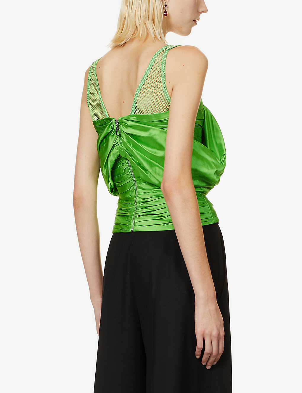 Rozie Corsets Off Shoulder Silk Blend Corset Top in Green - House Of Huntington