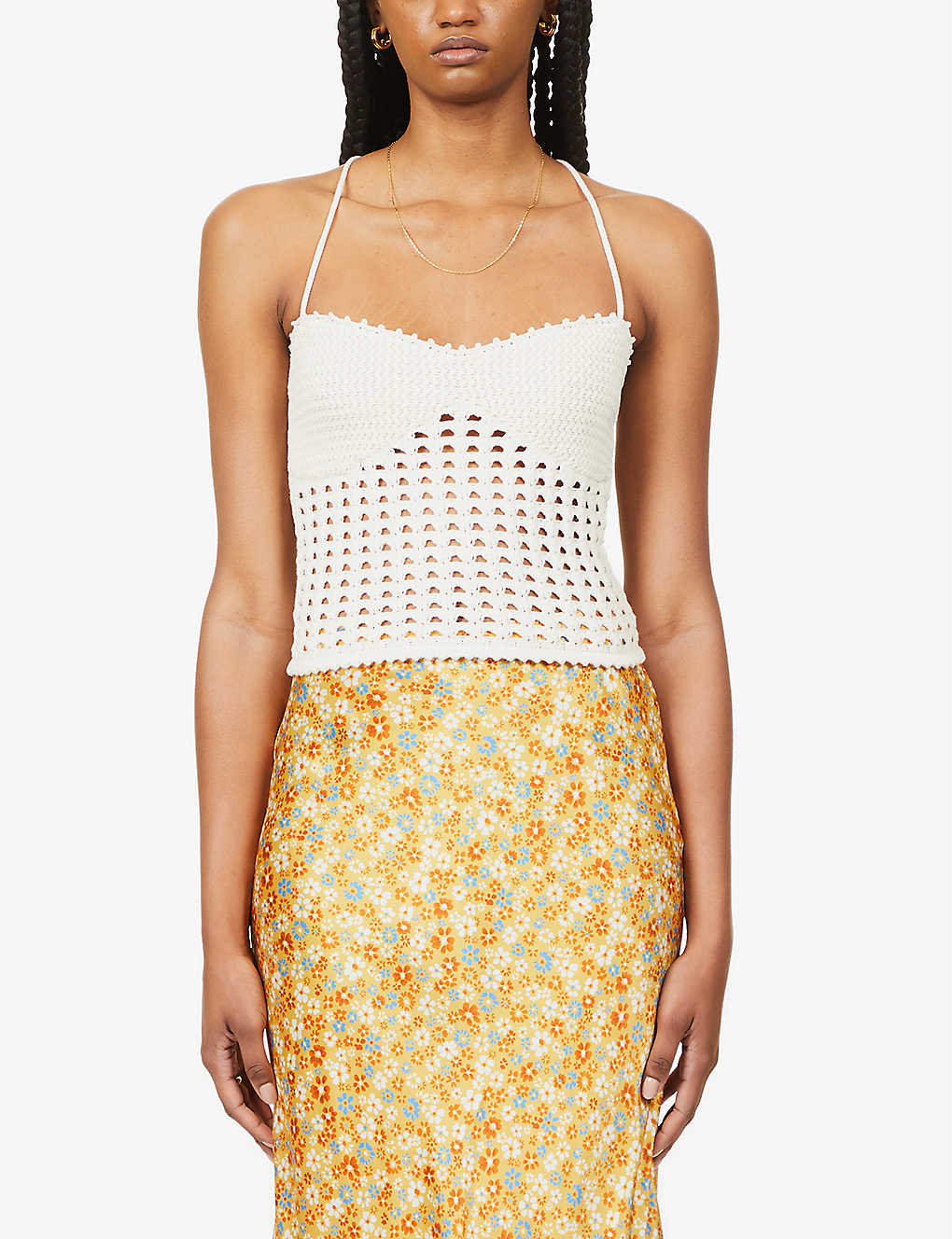 Reformation Cream Jodie Open Knit Tank Top - House Of Huntington