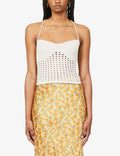 Reformation Cream Jodie Open Knit Tank Top - House Of Huntington
