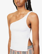 Reformation Holly One Shoulder Smocked Linen Top - House Of Huntington