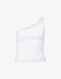 Reformation Holly One Shoulder Smocked Linen Top - House Of Huntington