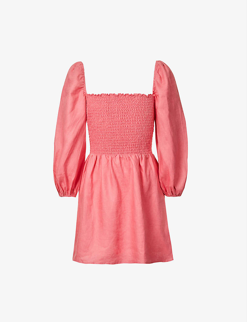 Reformation Pink Greyson Smocked Linen Mini Dress - House Of Huntington