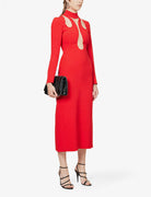 DAVID KOMA Red Cut-out Insert Detail Woven Midi Dress - House Of Huntington