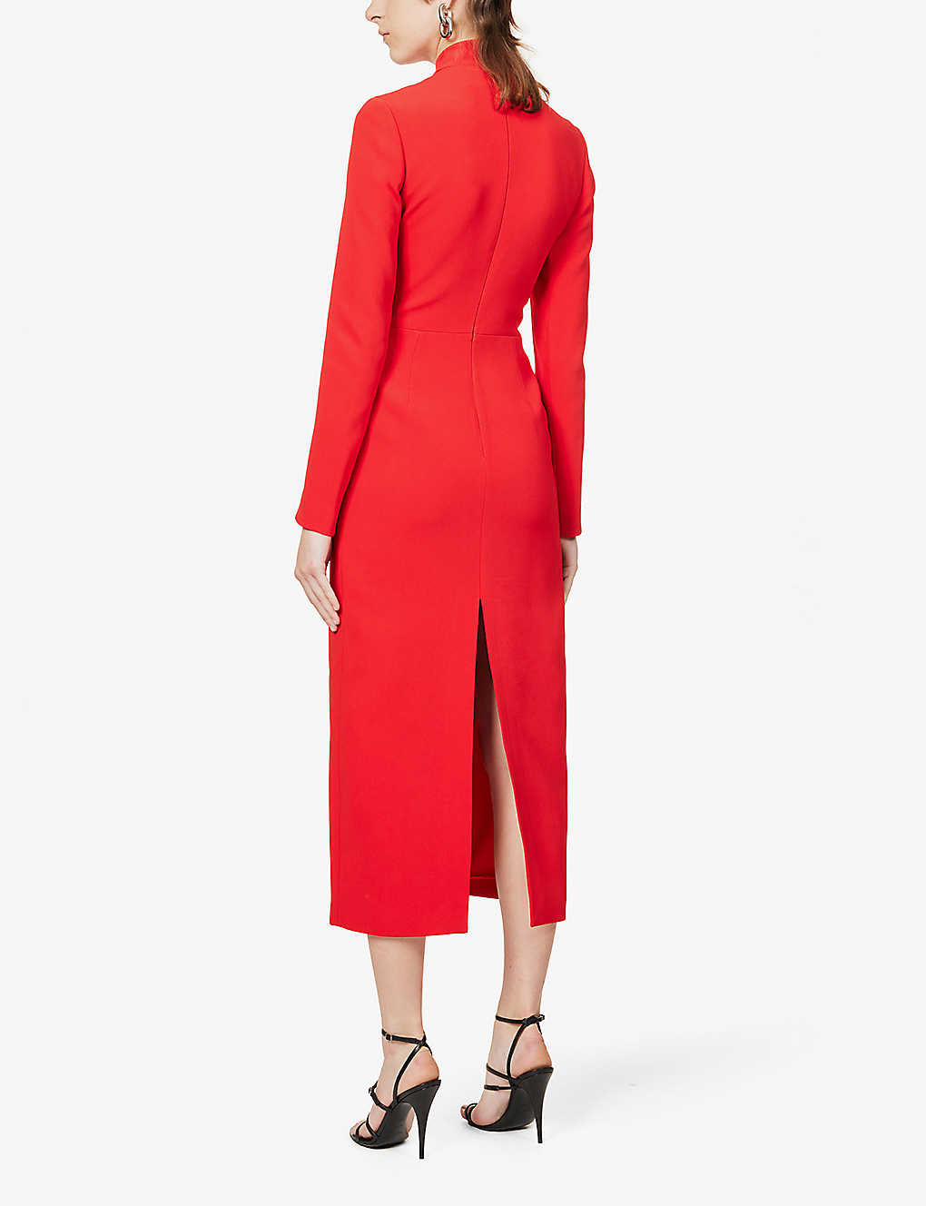 DAVID KOMA Red Cut-out Insert Detail Woven Midi Dress - House Of Huntington