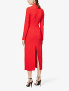 DAVID KOMA Red Cut-out Insert Detail Woven Midi Dress - House Of Huntington