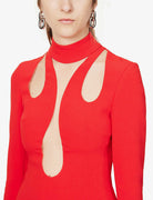 DAVID KOMA Red Cut-out Insert Detail Woven Midi Dress - House Of Huntington