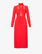 DAVID KOMA Red Cut-out Insert Detail Woven Midi Dress - House Of Huntington