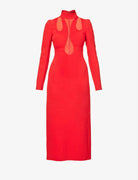 DAVID KOMA Red Cut-out Insert Detail Woven Midi Dress - House Of Huntington