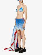 CASABLANCA Tennis Club Wave Print High Rise Bikini Bottoms - House Of Huntington