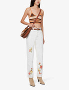 Reformation White Cynthia Straight Leg Mid Rise Denim Jeans - House Of Huntington
