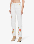 Reformation White Cynthia Straight Leg Mid Rise Denim Jeans - House Of Huntington