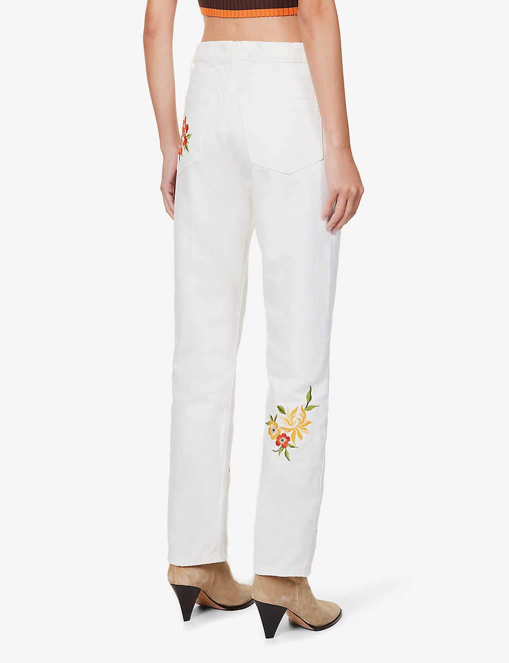 Reformation White Cynthia Straight Leg Mid Rise Denim Jeans - House Of Huntington