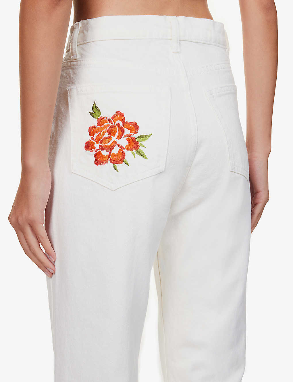 Reformation White Cynthia Straight Leg Mid Rise Denim Jeans - House Of Huntington