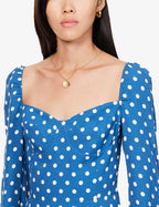 Reformation Blue Mochi Polka Dot Mini Dress - House Of Huntington