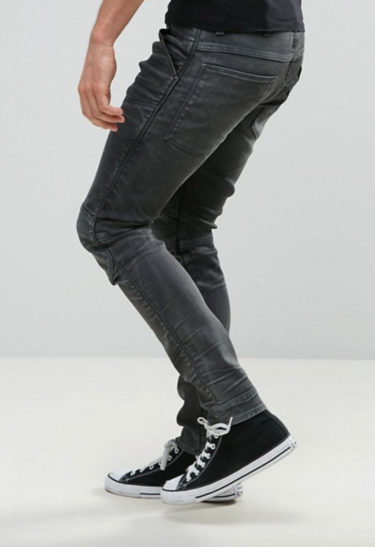 G-STAR 5620 Elwood 紧身 3D Loomer 灰色深色做旧 Cobler 牛仔裤