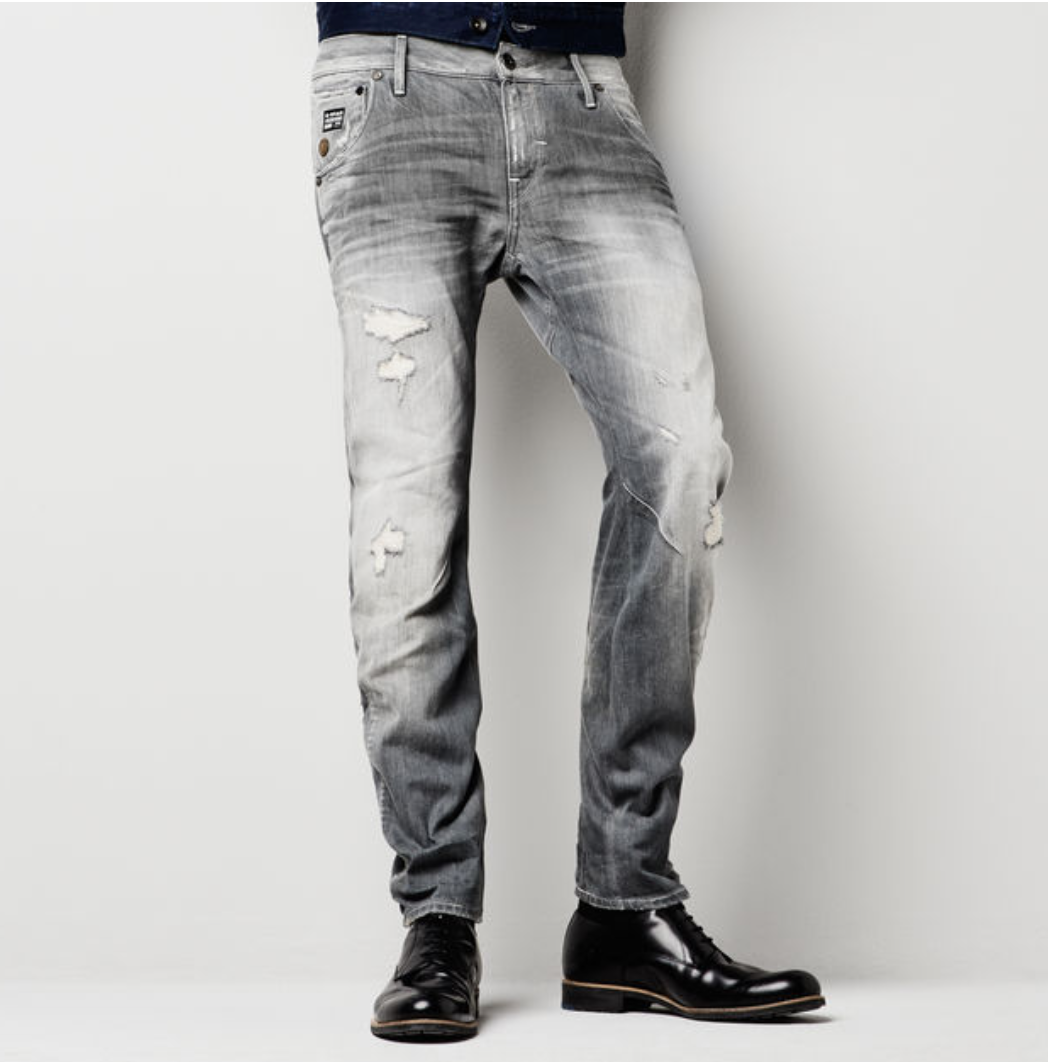 G-STAR Arc 3D Slim Force Grey Středně staré Destroy Jeans