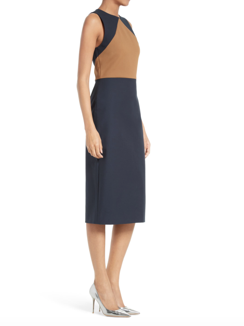 Diane Von Furstenberg DVF Tailored Colourblock Midi Sheath Dress - House Of Huntington