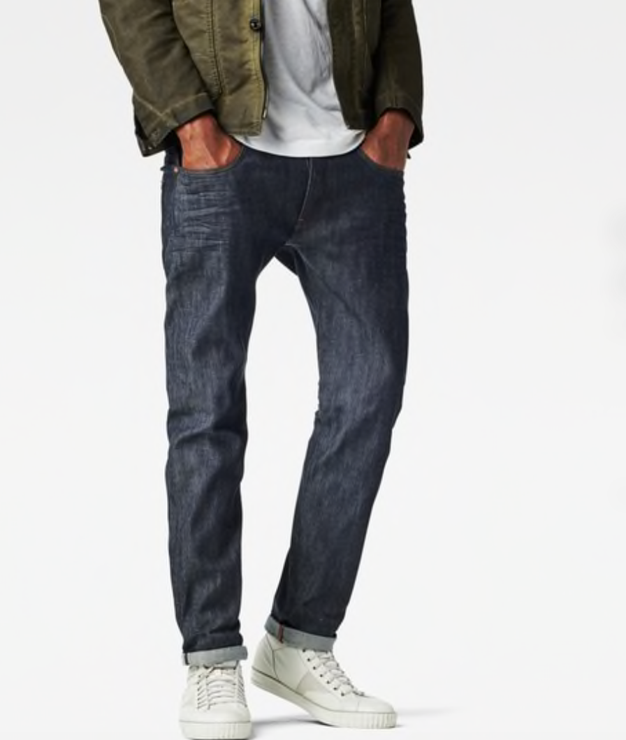 بنطلون جينز G-Star Selvedge 3301 نحيف باللون الأحمر