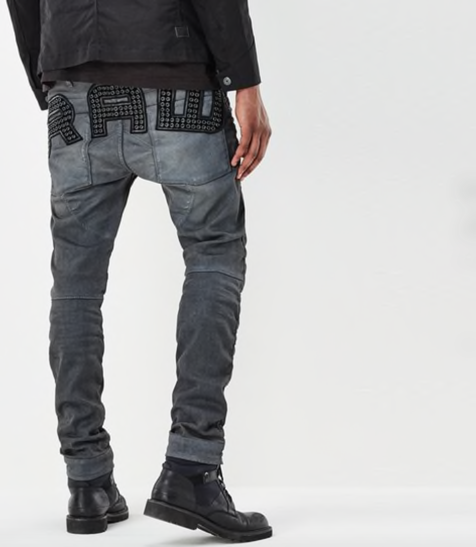 G-Star Raw 5620 3D 修身铆钉 IP Lommer 灰色深色做旧 Cobler 牛仔裤