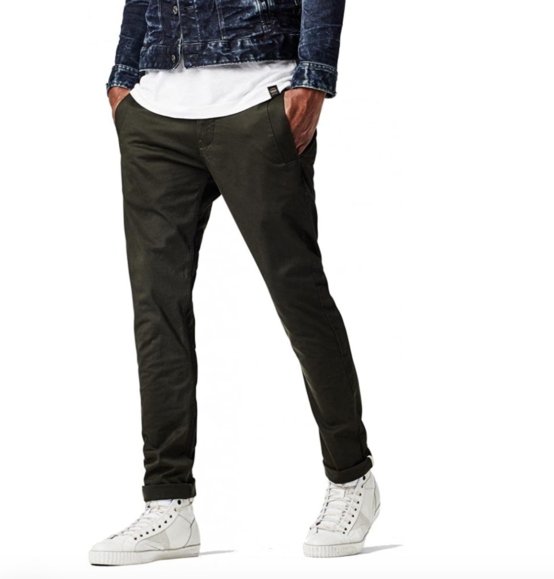 G-Star Bronson Slim Chino 背带裤深橄榄绿长裤