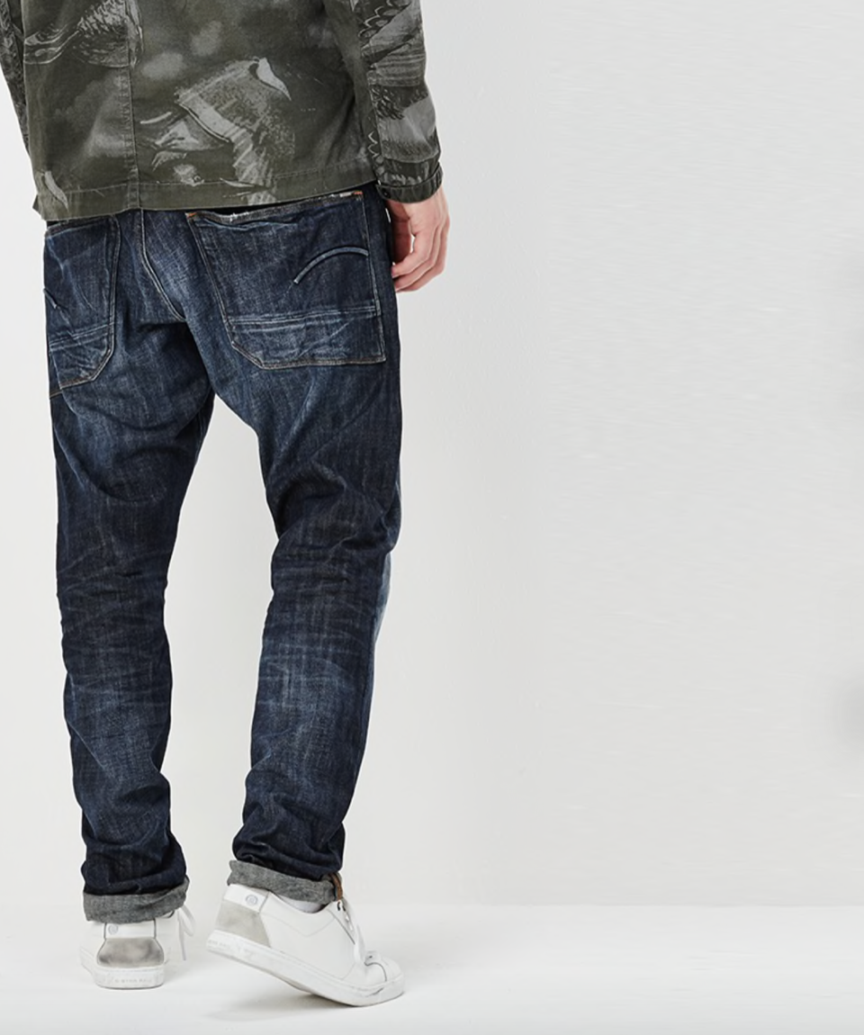 G-Star 锥形深蓝色 Delm Denim 深色做旧牛仔裤